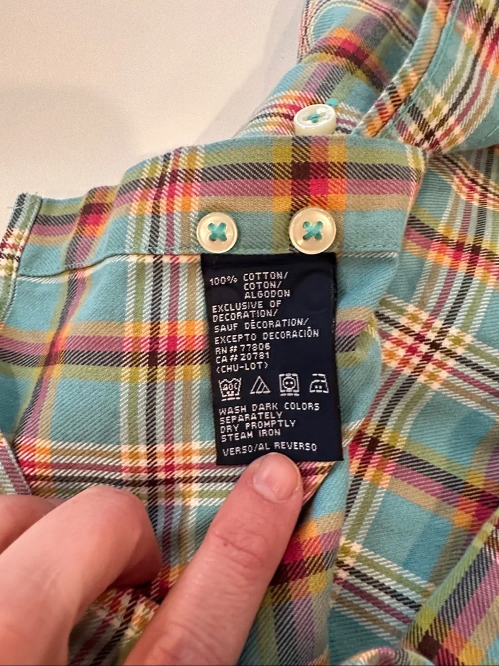 Tommy Hilfiger Teal Plaid Button-Down Shirt - Picture 7 of 7